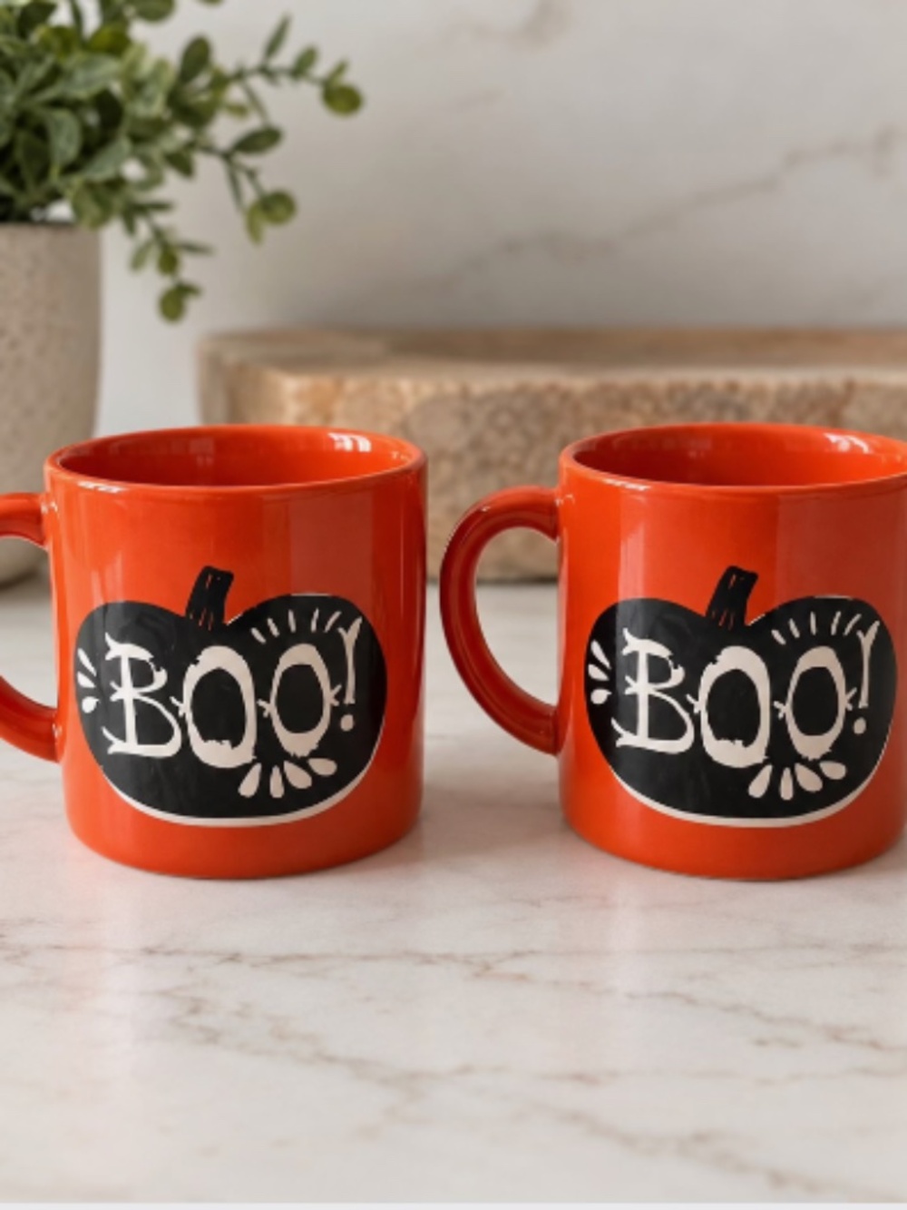 🎃 Crate & Barrel Halloween BOO Mini Mugs – Set of 2